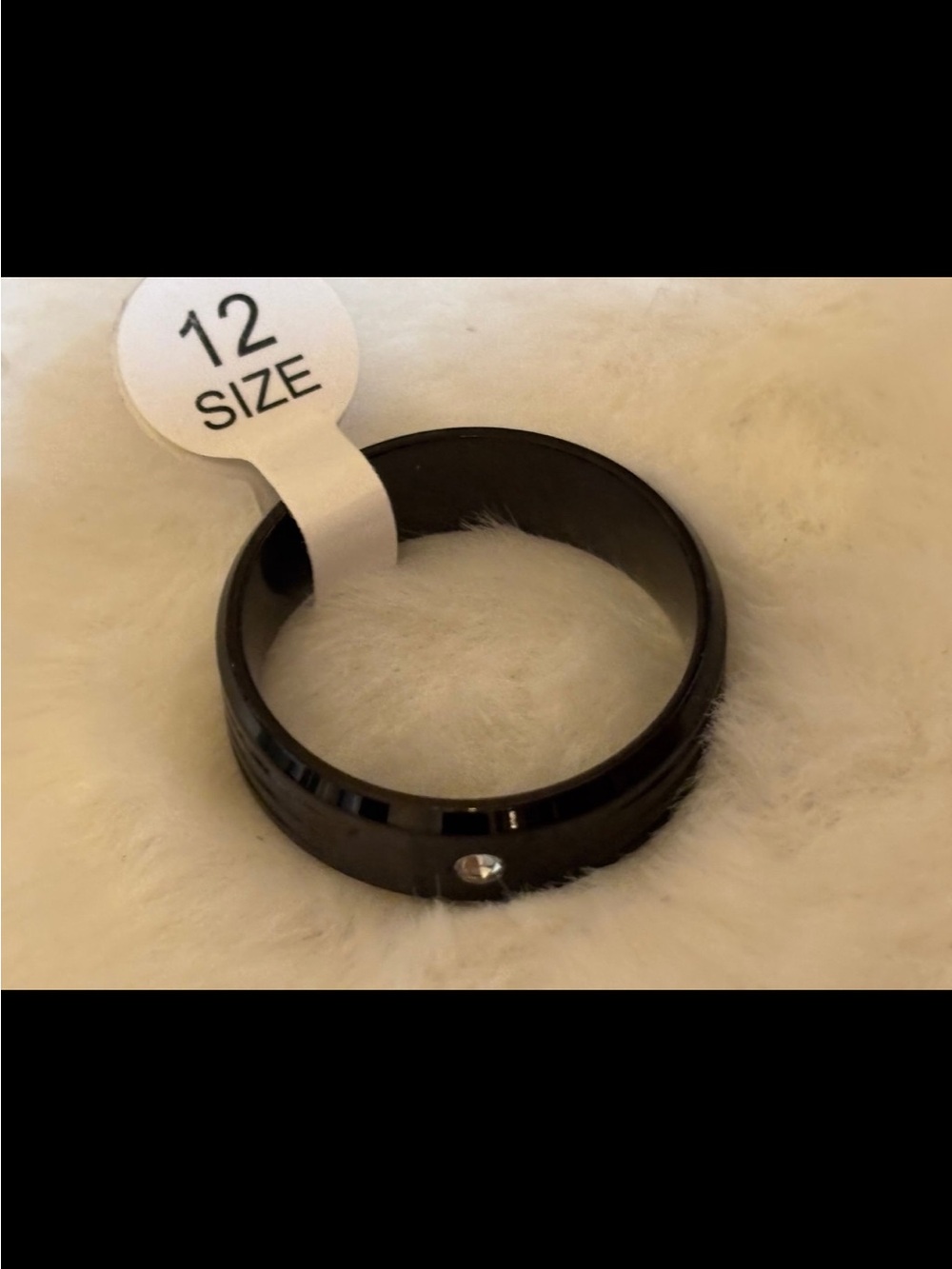 Size 12 Black Stainless steel zircon band ring, BNWT